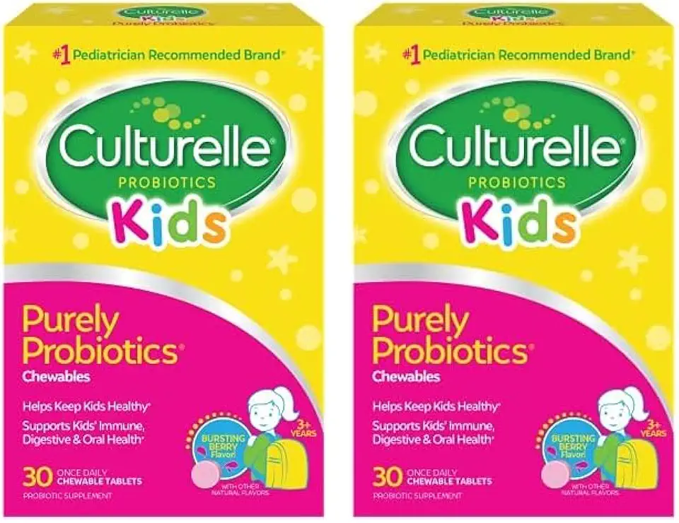 Culturelle Kids Chewable Daily Probiotic for Kids, Ages 3+, No.1 Pediatrician-Recommended Brand, Natural Berry, Daily Probiotics for Digestive Health