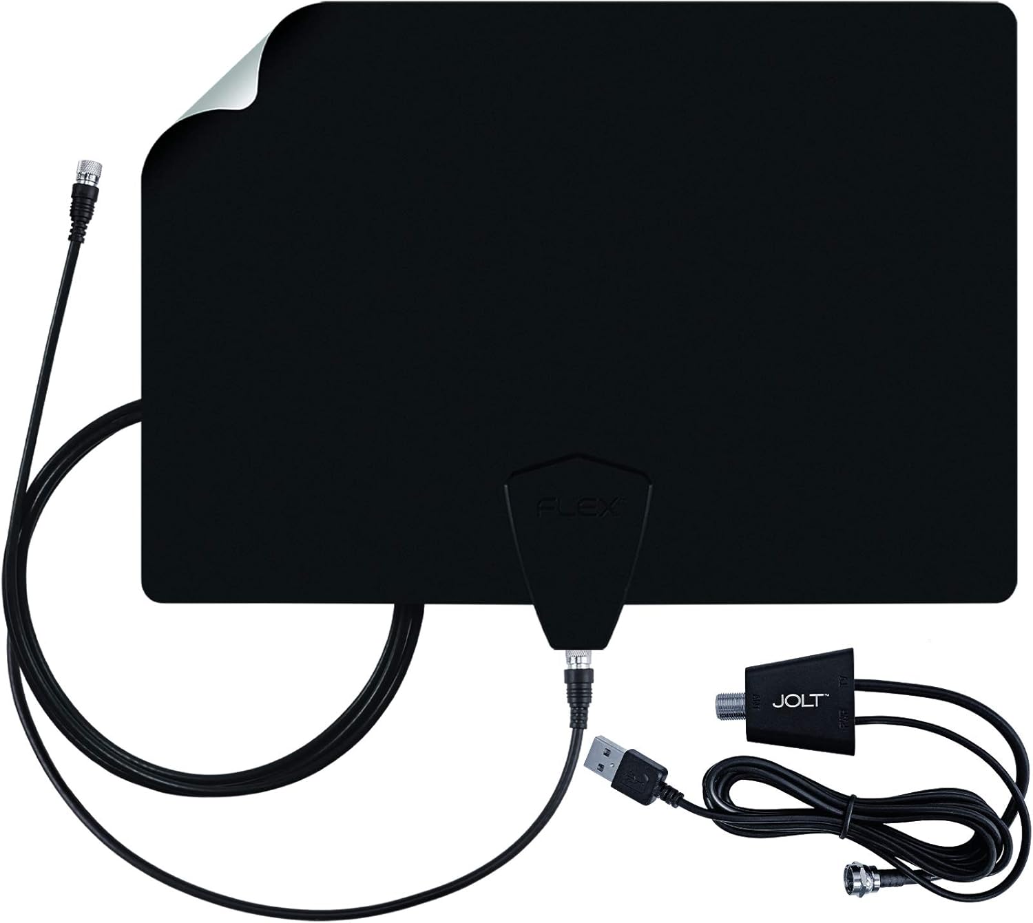Antennas Direct ClearStream FLEX Amplified TV Antenna, 50+ Mile Range, UHF/VHF, Multi-Directional, Grips to Walls, USB In-Line Amplifier