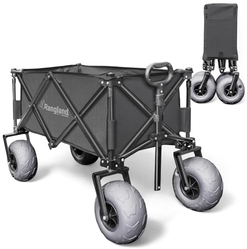 Beach Wagon with Big Wheels for Sand - All Terrain Steel Frame Utility Cart with 9" Pneumatic Tires