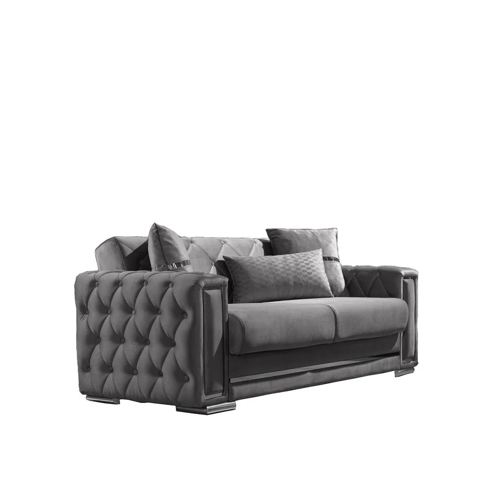 Furnia Bolivya Convertible Sleeper Loveseat, Grey
