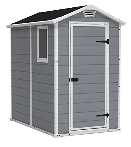Keter Manor 4x6 Resin Outdoor Storage Shed Kit-Perfect to Store Patio Furniture, Garden Tools Bike Accessories, Beach Chairs and Lawn Mower