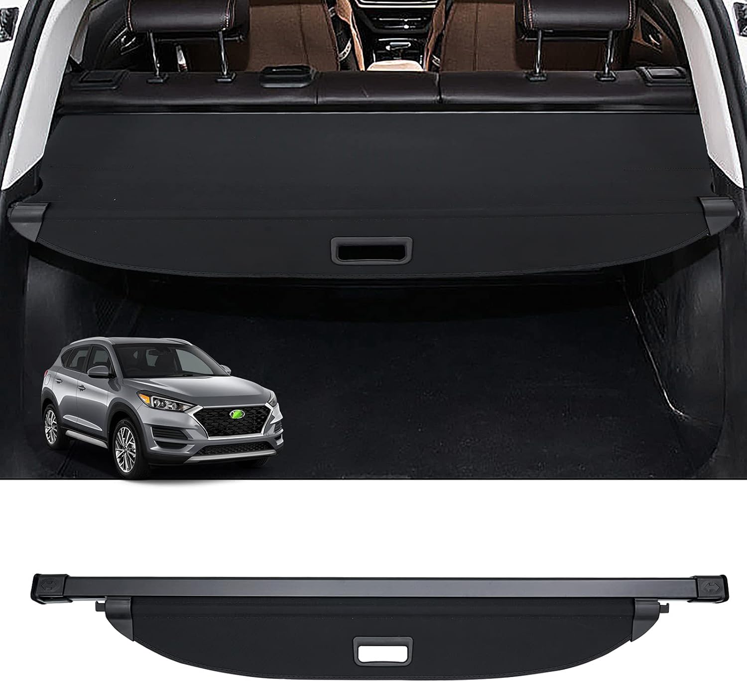 Powerty Only Fit for Cargo Cover Hyundai Tucson 2022 Trunk Security Cover Retractable Shielding Shade Black No Gap Auto Accessories