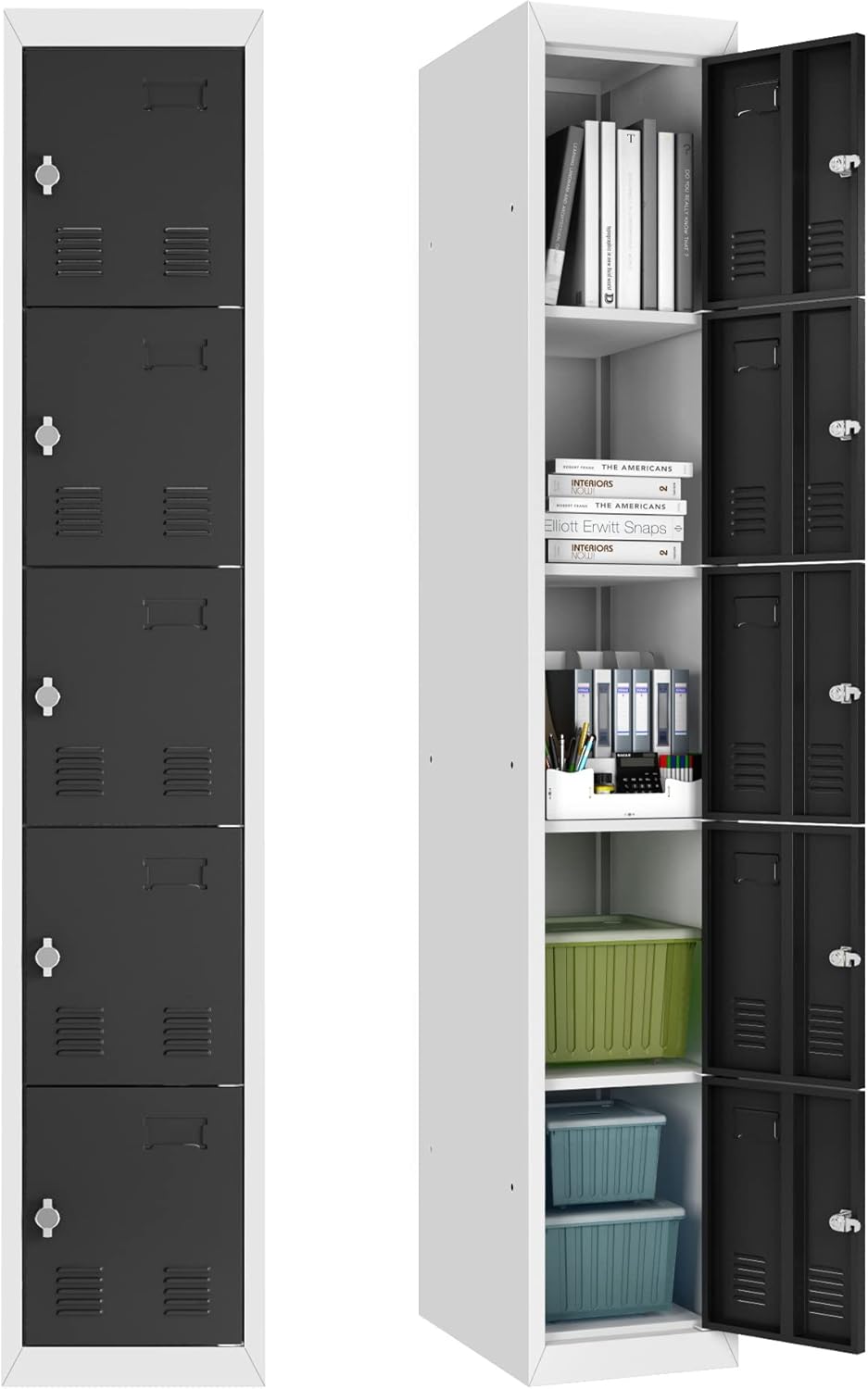 GangMei Steel Locker Storage Cabinet, Metal Wall Lockers for School, Gym, Home, Storage Cabinet Perfect for Office (5 Door)