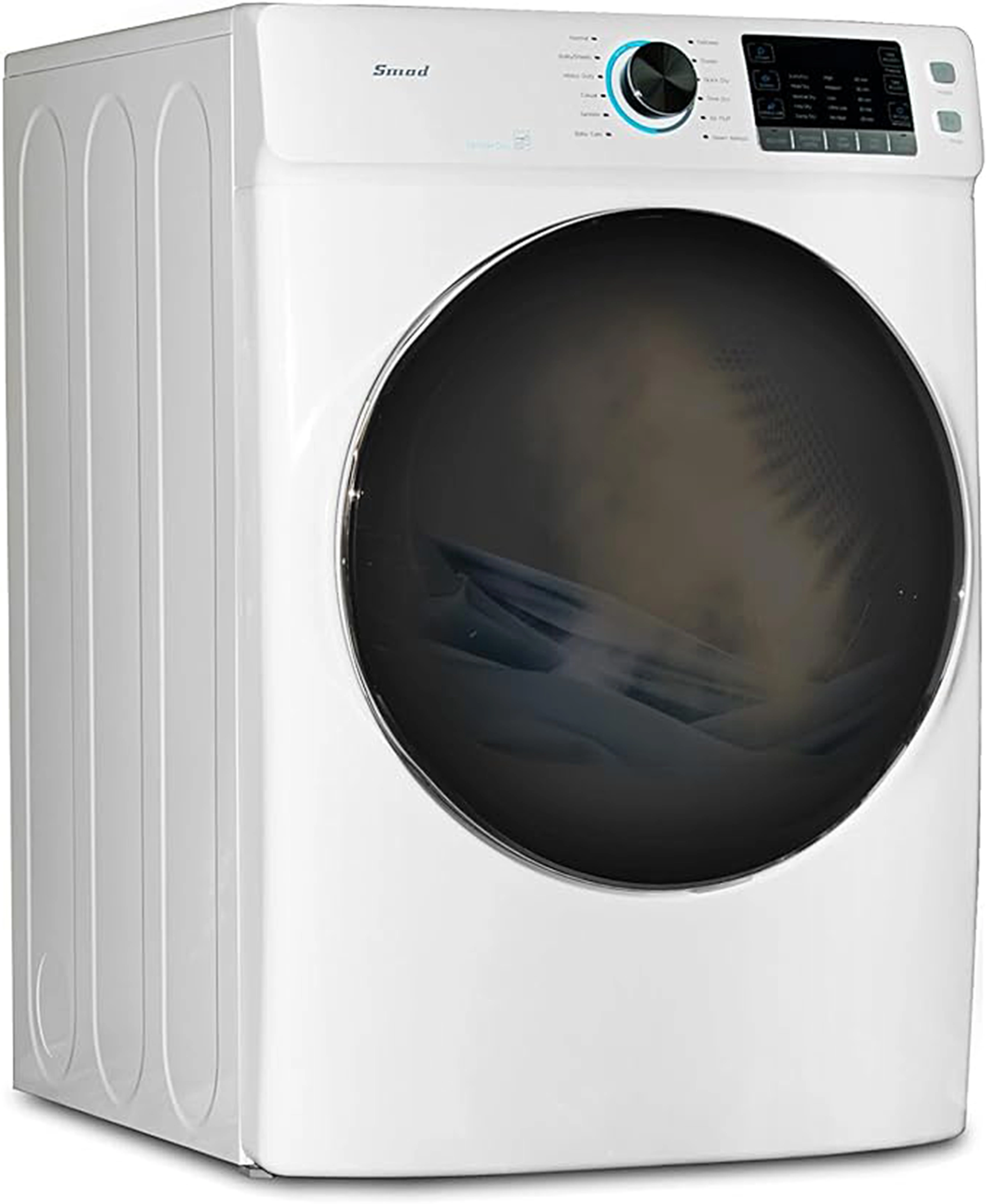 SMAD 8 Cu ft Electric Front Load Dryer, 27 in.W Large Capacity, Steam Function, Wrinkle Care, Stackable, Reversible Door