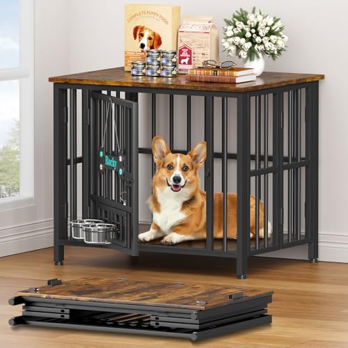 Easycom 41" Dog Crate Furniture Foldable, No Assembly Decorative Dog Kennel Indoor, Dog Crates for Large Dogs