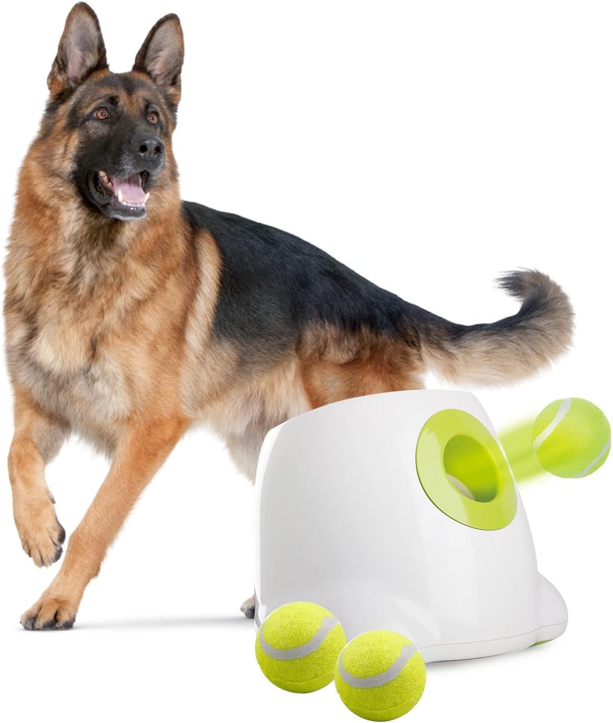 ALL FOR PAWS Automatic Ball Thrower for Dogs, Interactive Dog Ball Launcher Machine, rechargeable Fetch Toy with 3 Tennis Balls Included