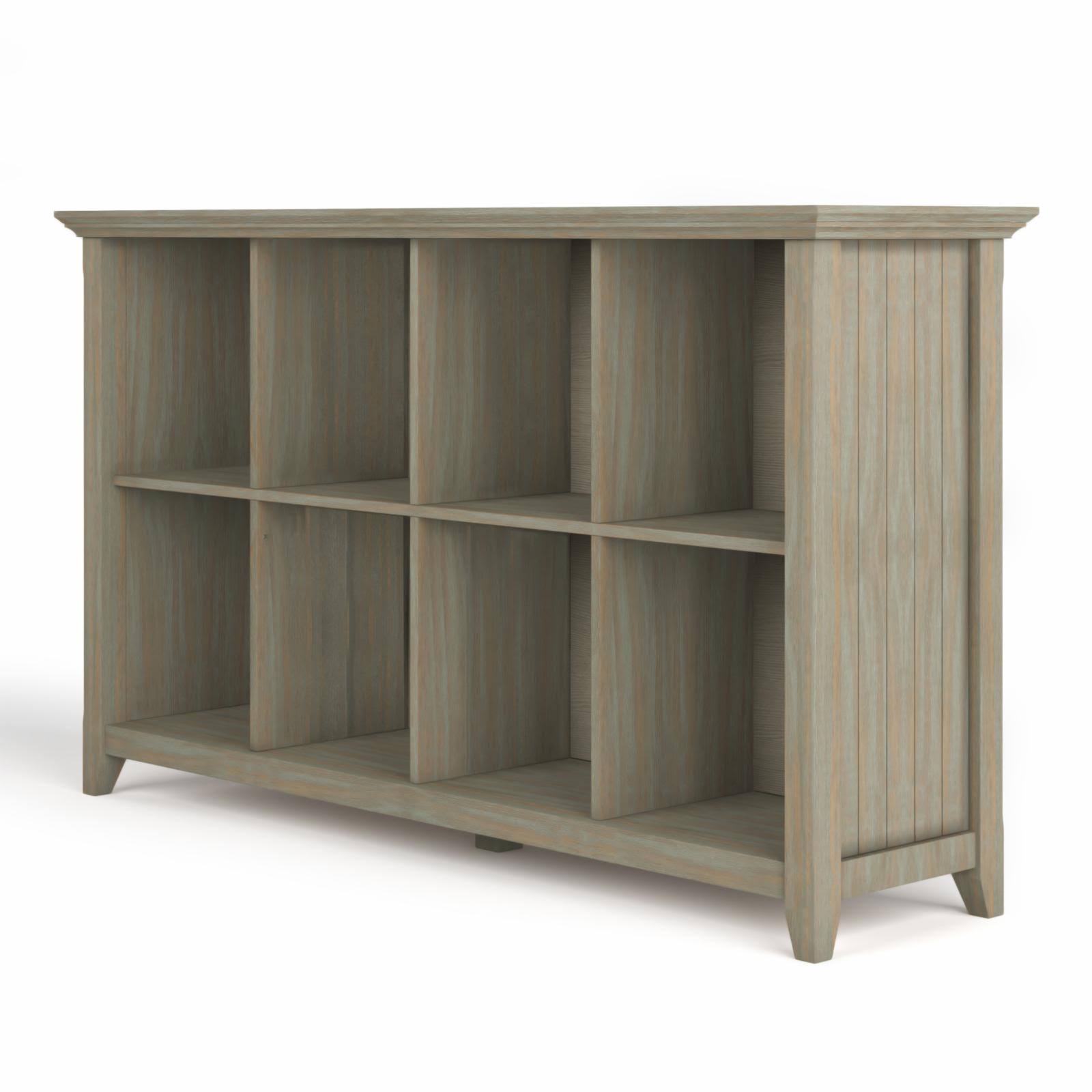 Brooklyn + Max Brunswick Solid Wood 33 inch x 57 inch Rustic 8 Cube Storage Sofa Table in Distressed Grey