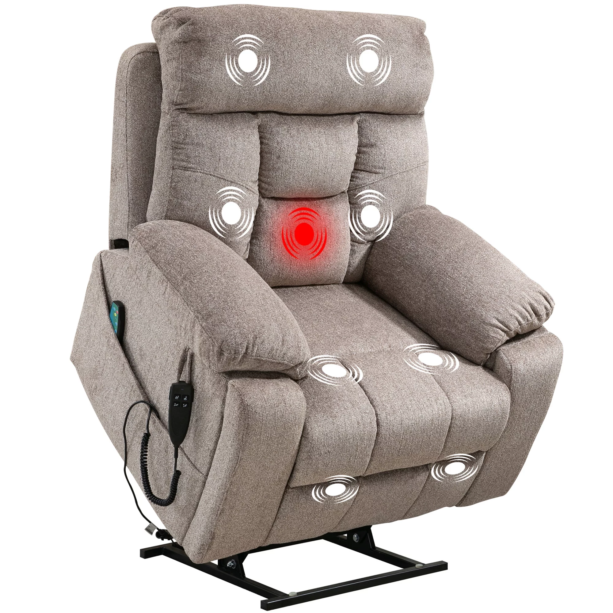Dual Motor Power Lift Recliner Chair with Massage and Heat for Elderly People,Oversized Recliners Chair for Big Tall men,Infinite Position