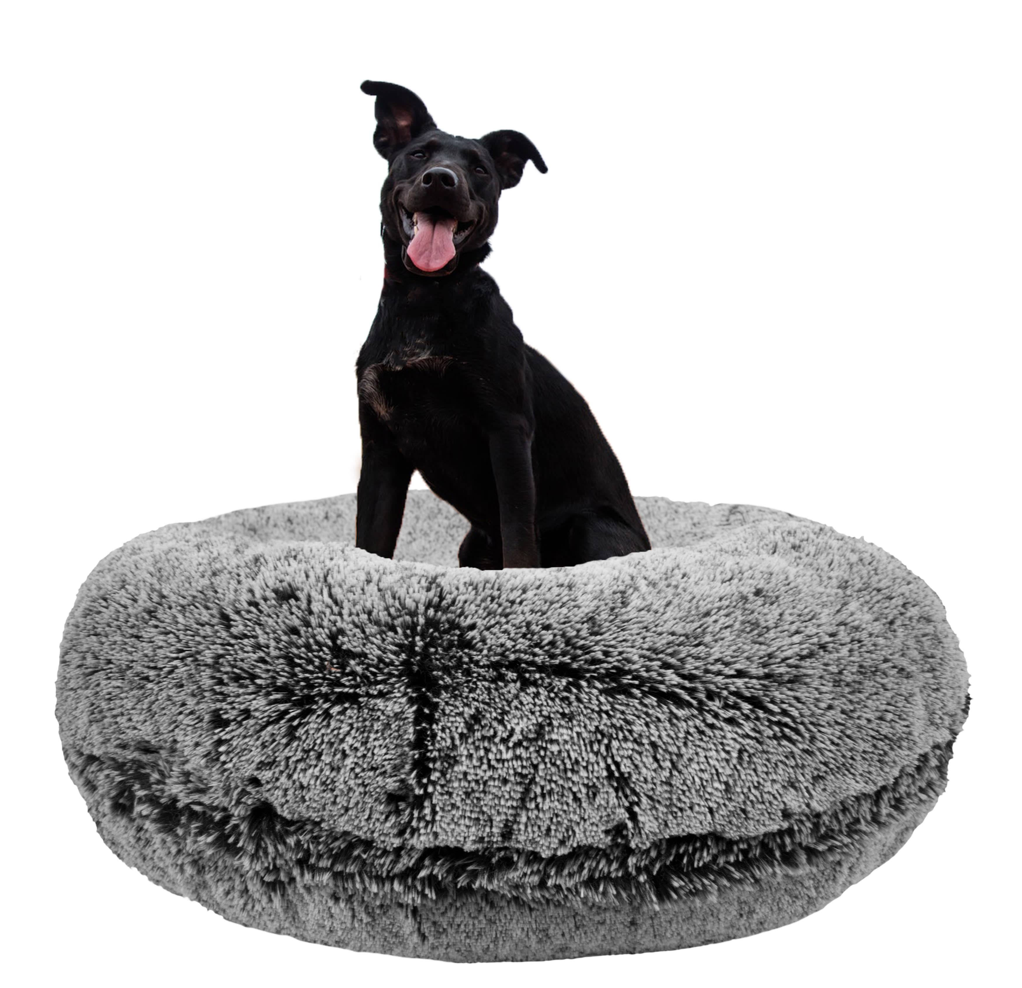 Bessie and Barnie Signature Midnight Frost Luxury Shag Extra Plush Faux Fur Bagel Pet/ Dog Bed, Size: XL - 50 inch