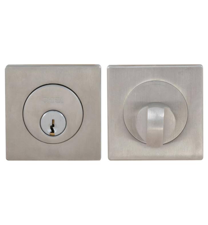 Omnia Modern Square Stainless Double Cylinder Deadbolt Satin Stainless