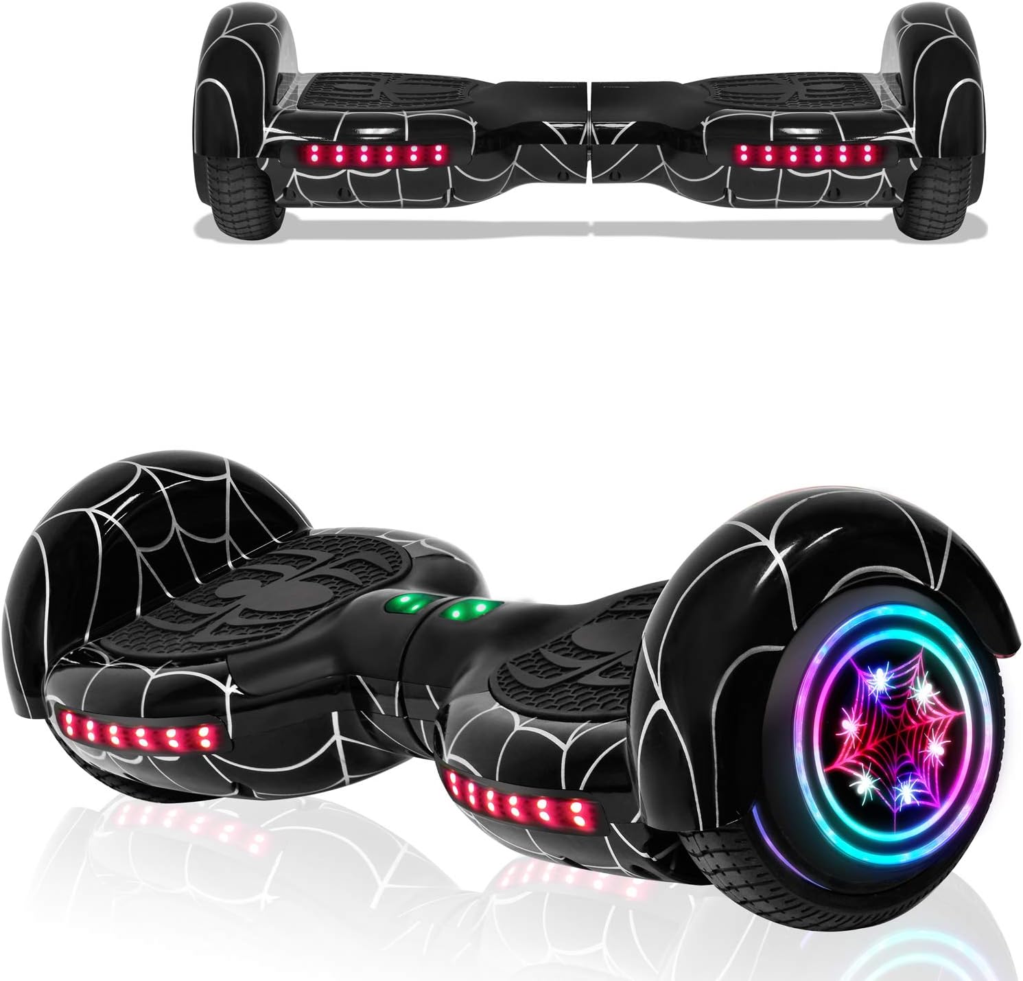 Hoverboard for Kids Adult Spider Self Balancing Hoverboard with LED Lights Wheels Speaker UL 2272 Certified Hover Board (BLACK) (Black)