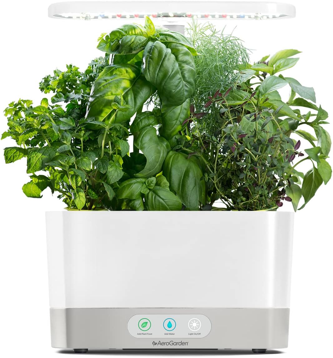 AeroGarden Harvest with Gourmet Herb Seed Pod Kit - Hydroponic Indoor Garden, White - Smart Home Appliances