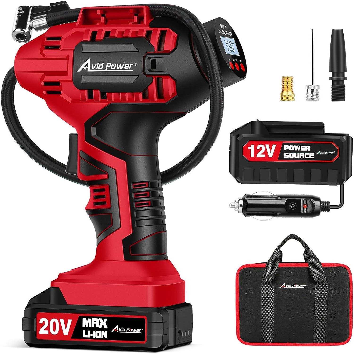 AVID POWER Tire Inflator Portable Air Compressor 20V Cordless Car Tire Pump - Sports Supplies Online Store