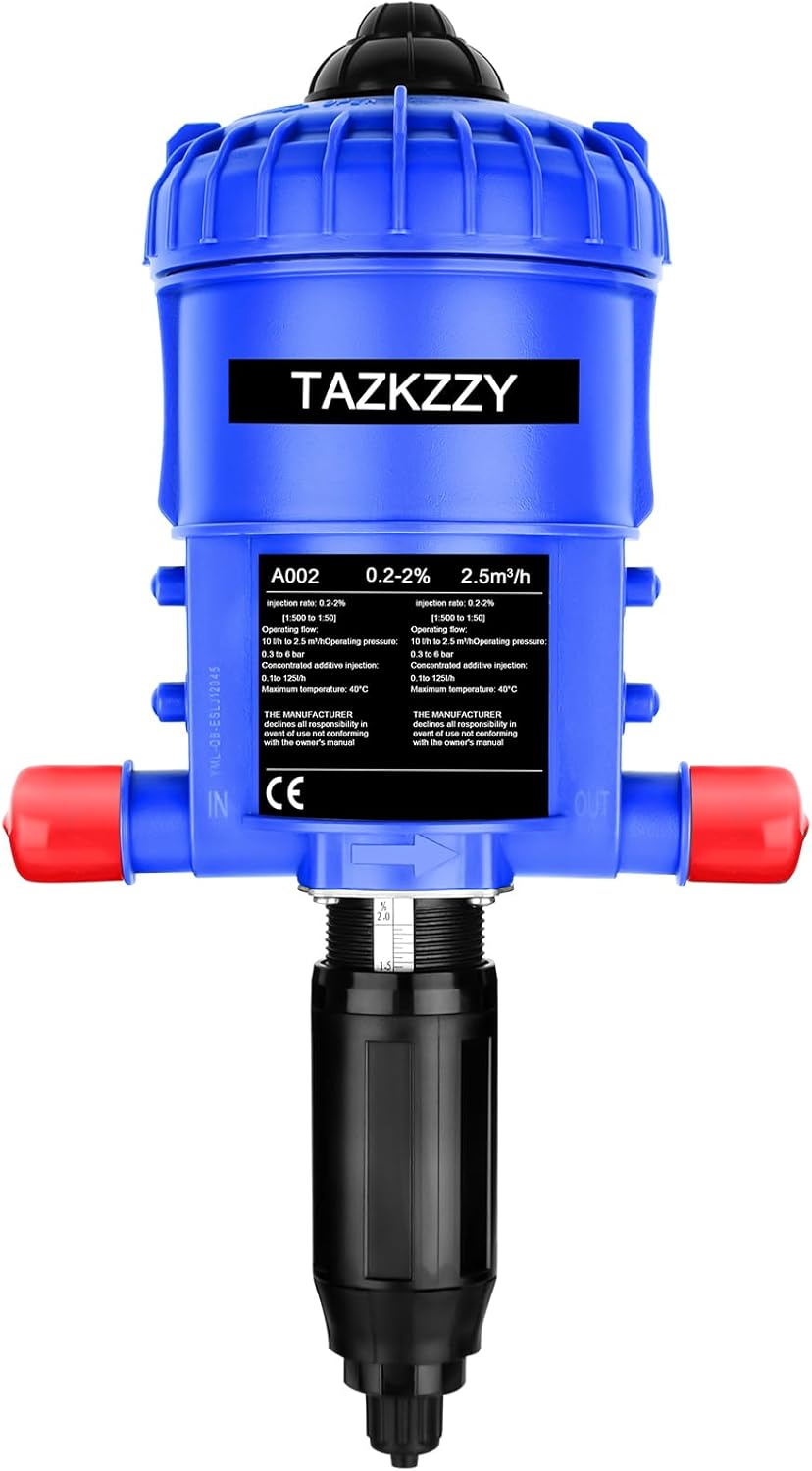 0.2-2% Fertilizer Injector for Drip Irrigation, Water Powered Dosing Pump without Back Flow, 0.44-17GPM,POM Housing