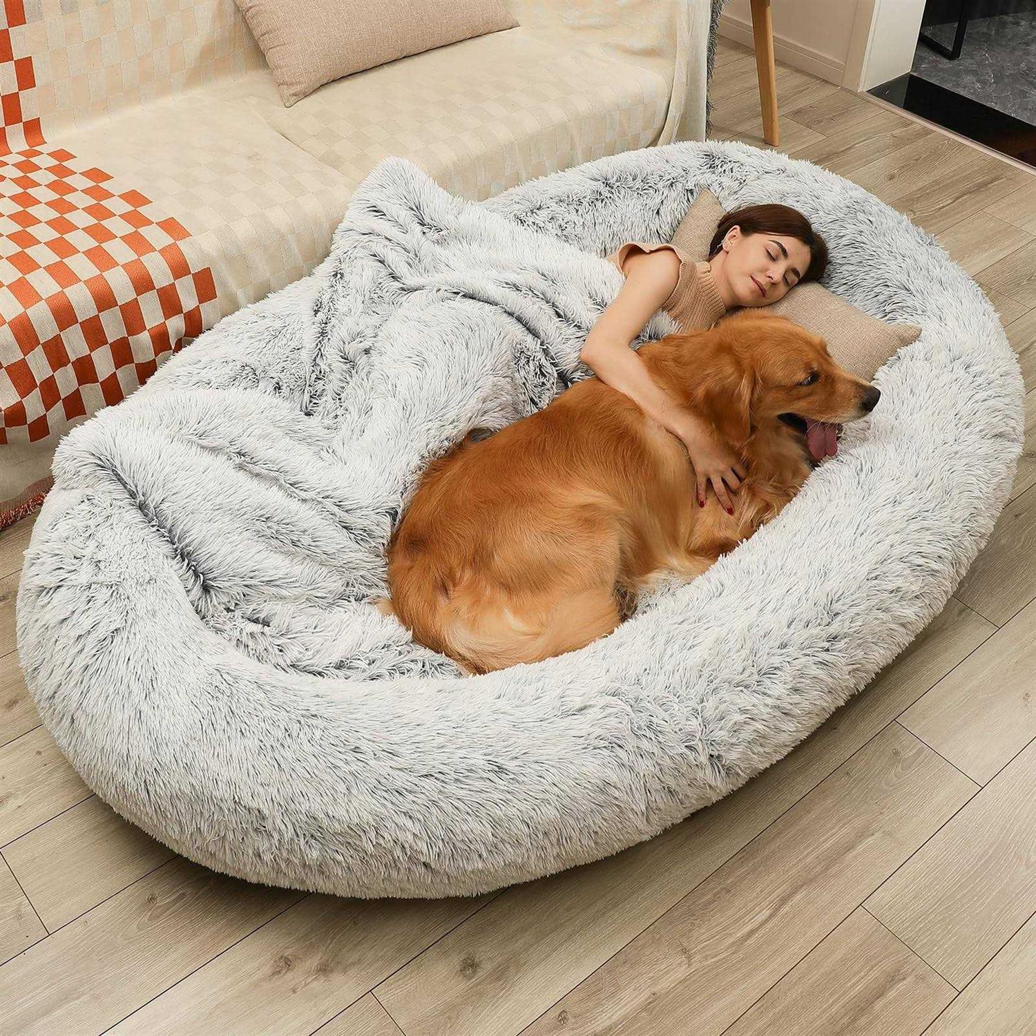 Human Dog Bed 75 L * 50 W * 14 Th Dog Beds for Large Dogs Giant Dog Bed Human Size Dog Bed for People 30D Sponge Bean Bag Bed Detachable