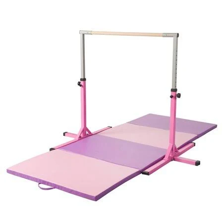 Ainfox Adjustable Height Gymnastics Kip Bar Fitness Gymnastics Training Bar, Horizontal Kip Bar for Kids,Pink Color