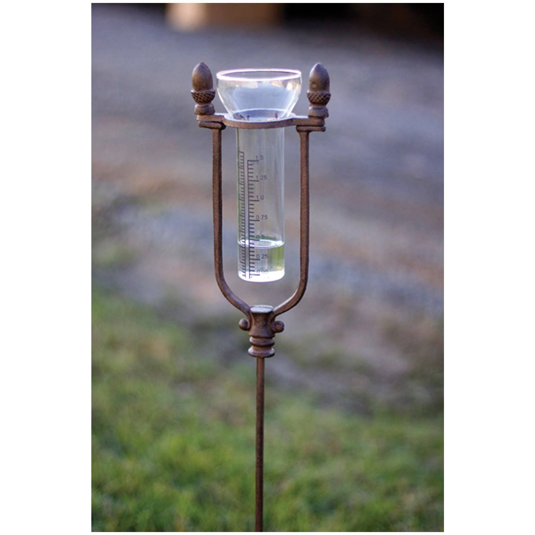 Kalalou Rustic Cast Iron Acorn Rain Gauge Stake