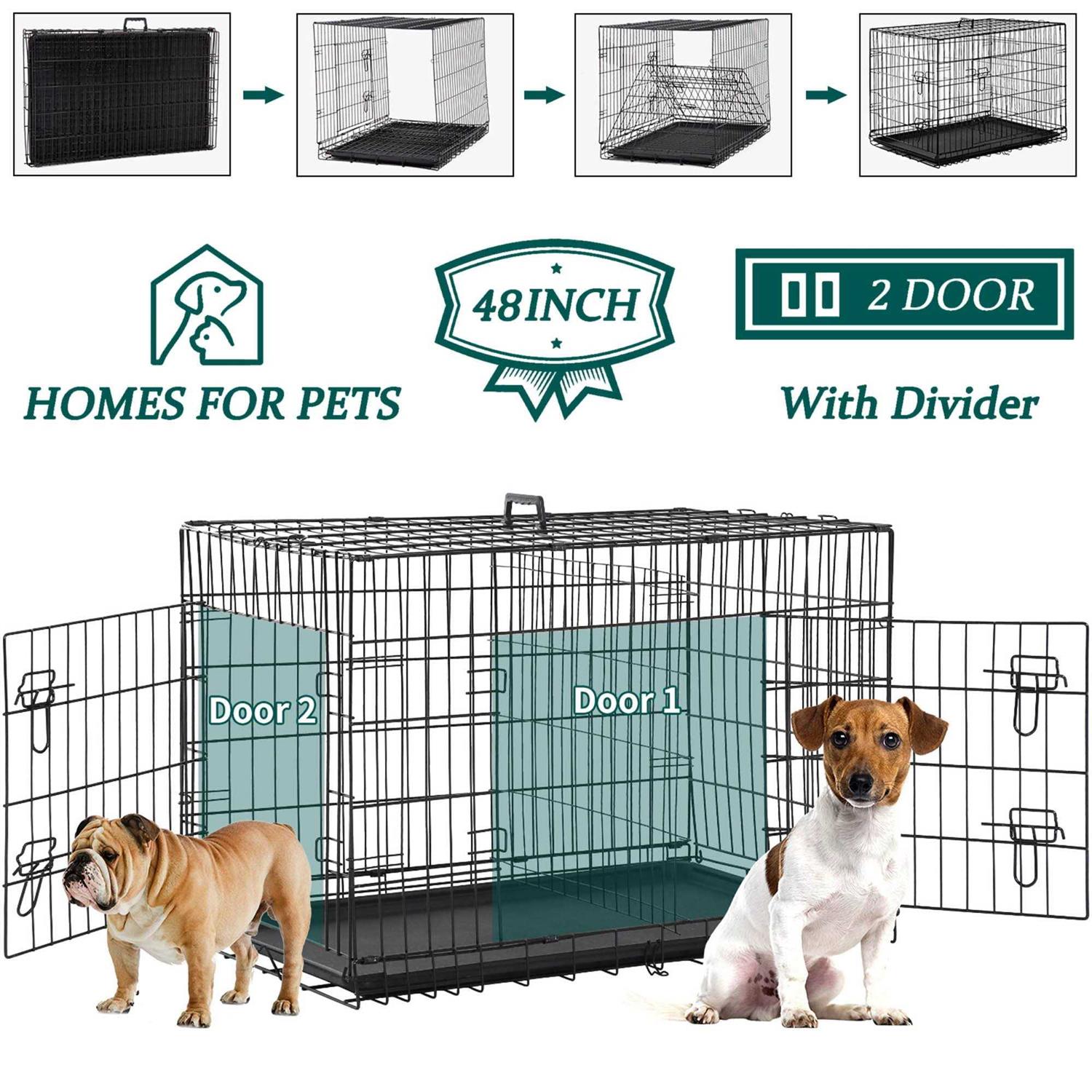 XXL Large Dog Crate for Large Dog 48 Inch Folding Dog Cage Metal Wire Dog Kennel Pet Animal Segregation Cage for Golden Retriever