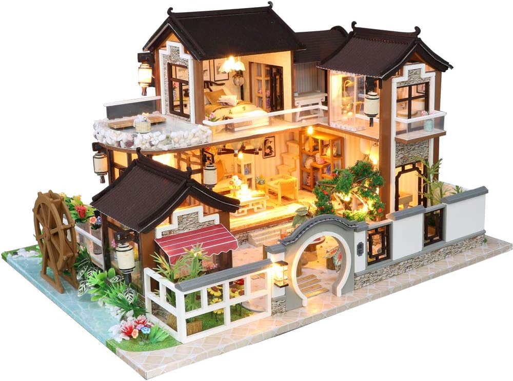 DIY Dollhouse Miniature Kit with Furniture, 3D Wooden Miniature House , 1:24 Scale Miniature Dolls House kit M2132