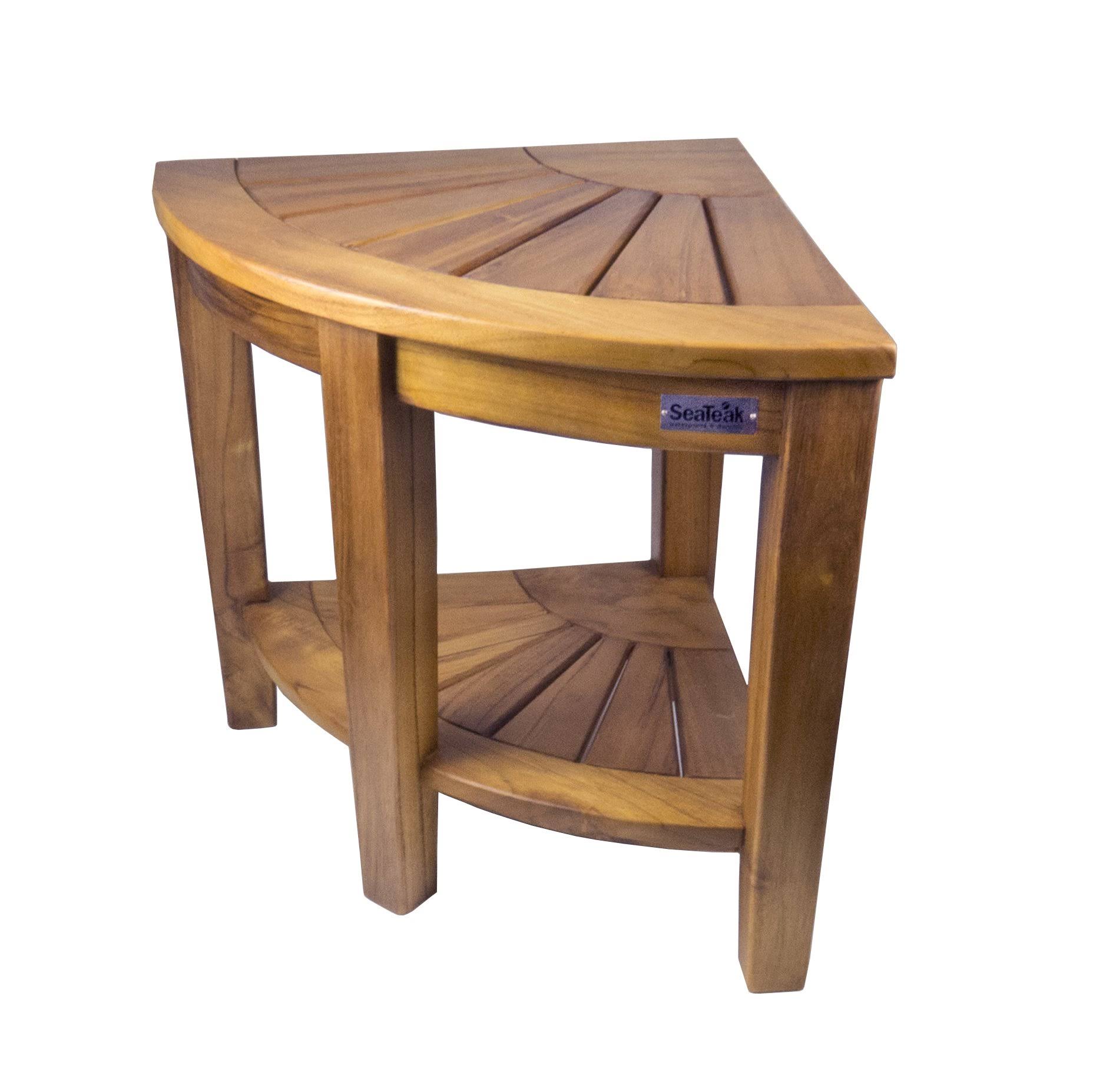 SeaTeak 60025 Shower u0026 Spa Corner Seat-Oiled Finish