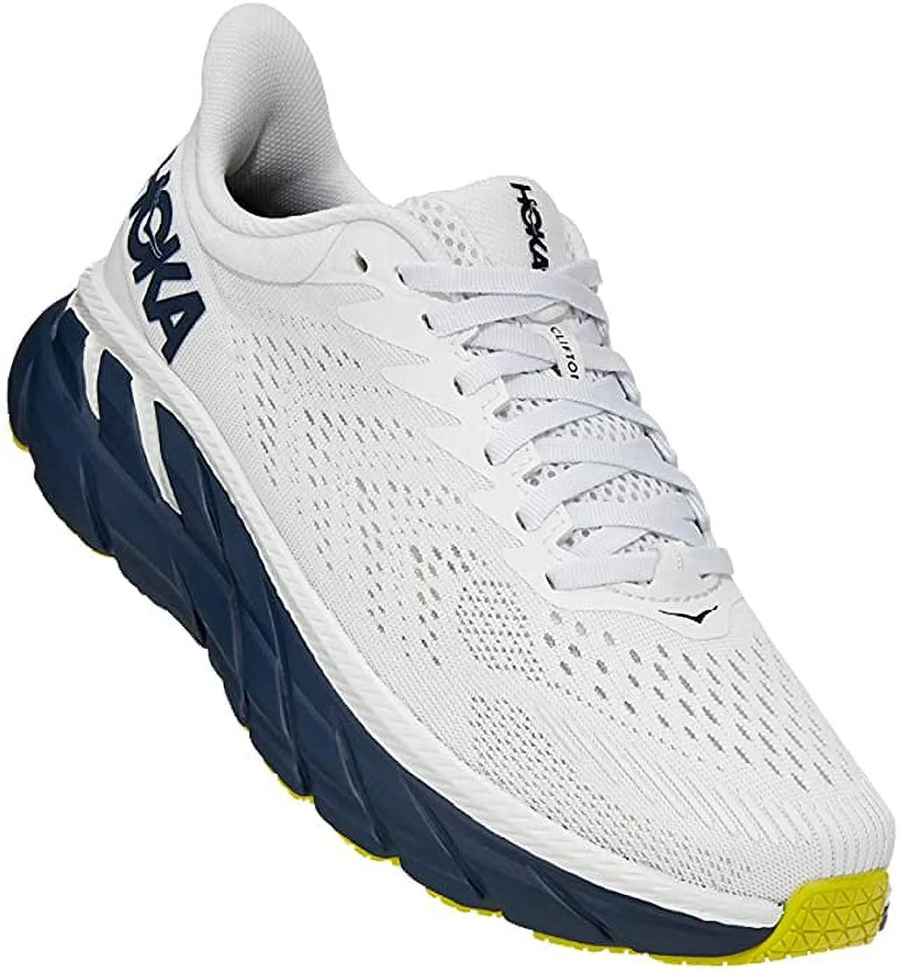 Hoka 1110509-WWH: Women's Clifton 7 White/White Running Shoes (8.5 B(M) US Women, Blanc De Blanc/Black Iris)