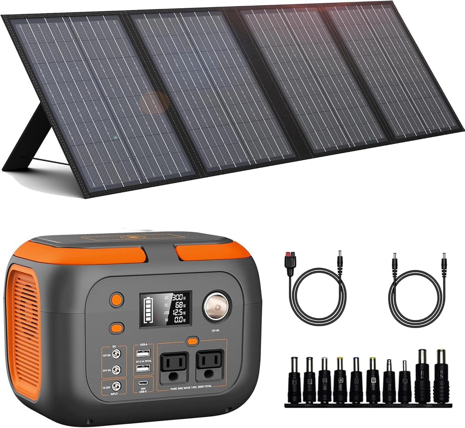 300W Portable Power Station 260Wh Outdoor Solar Generators Mobile Lithium Battery Pack 110V Outlet Solar Power Bank Camping Power Supply for Laptop