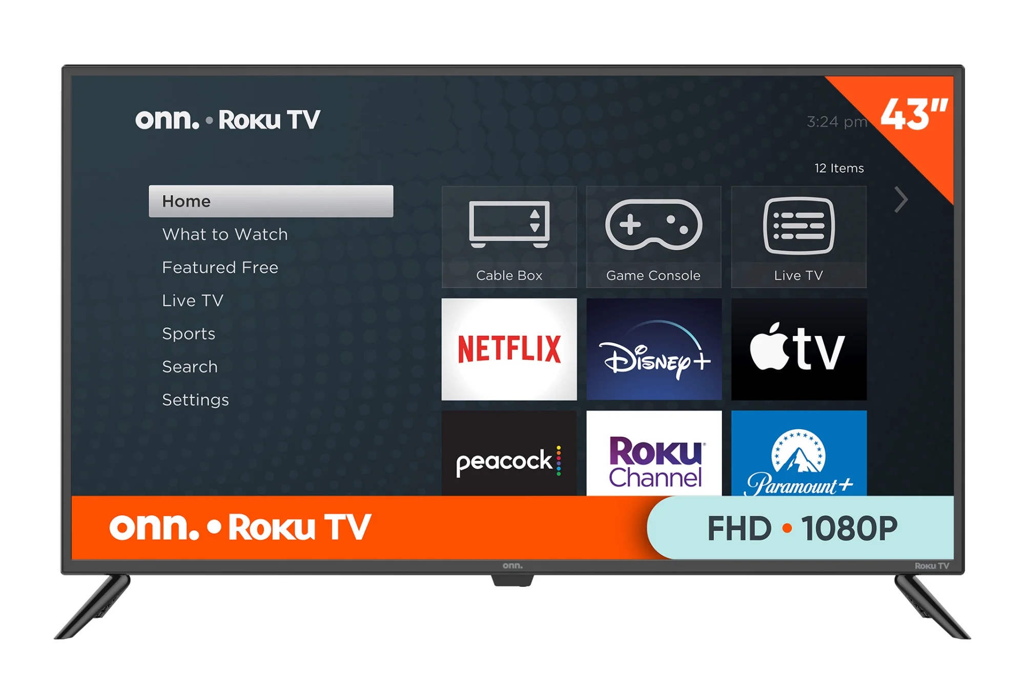 onn. 43&rdquo; Class FHD (1080P) LED Roku Smart TV (100133209)