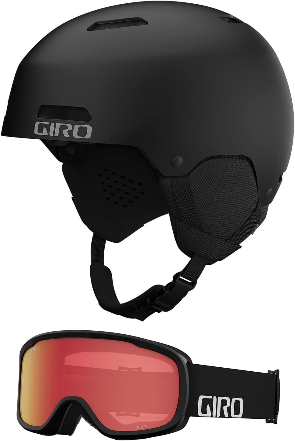 Giro Ledge MIPS Asian Fit Combo Pack Ski Helmet - Snowboarding Helmet with Matching Goggles Matte Black/Black Wordmark XL (62.5-65 cm)