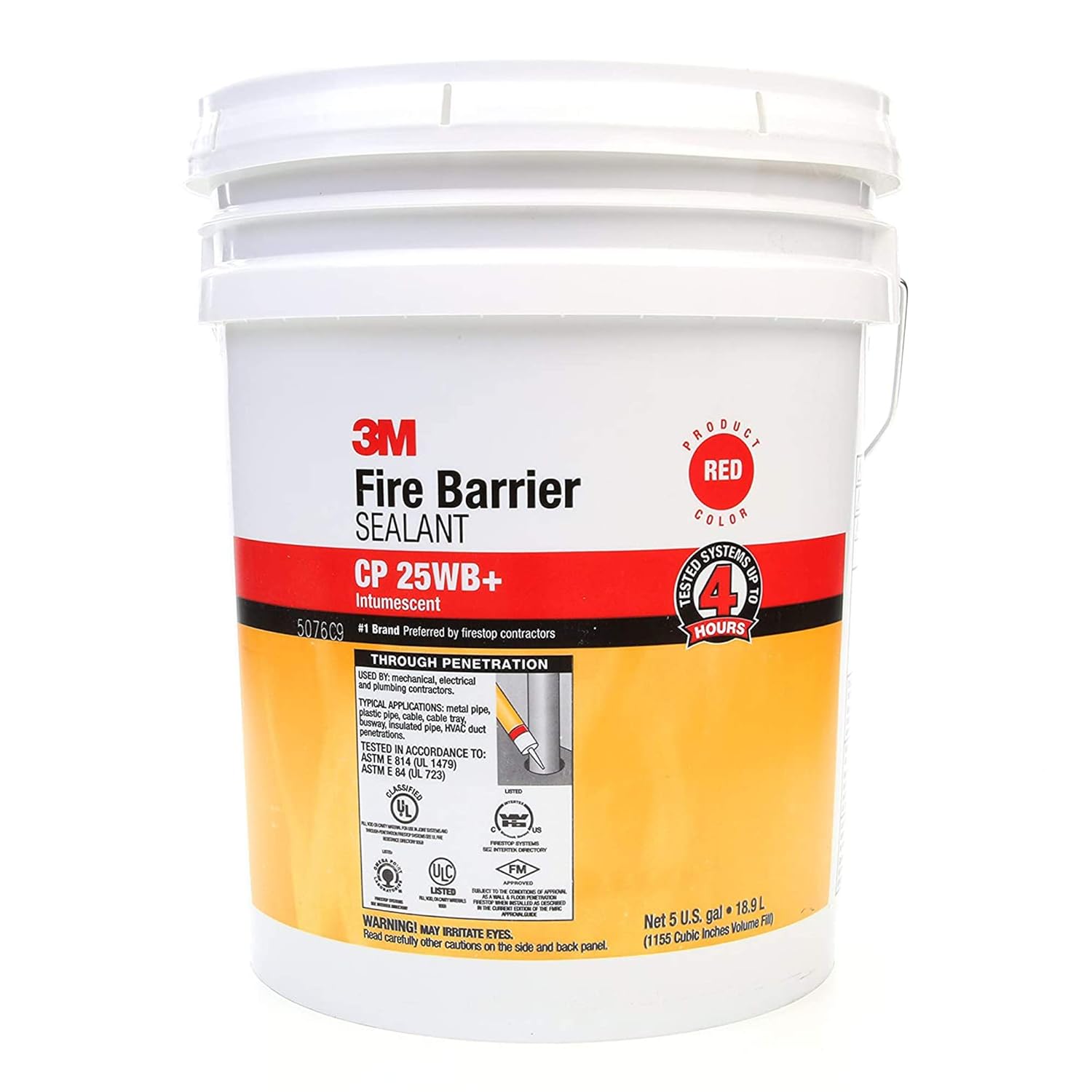 3M Fire Barrier Sealant CP 25WB+ - for Commercial, Industrial and Residential Applications - 5 Gallon Drum (Pail) - Red