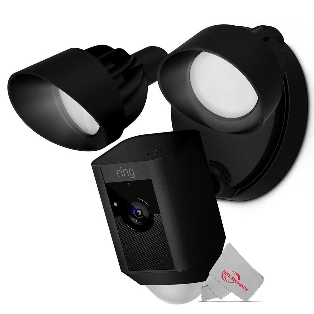 Three Pack Ring Outdoor Floodlight Camera, Black Certified Refurbished