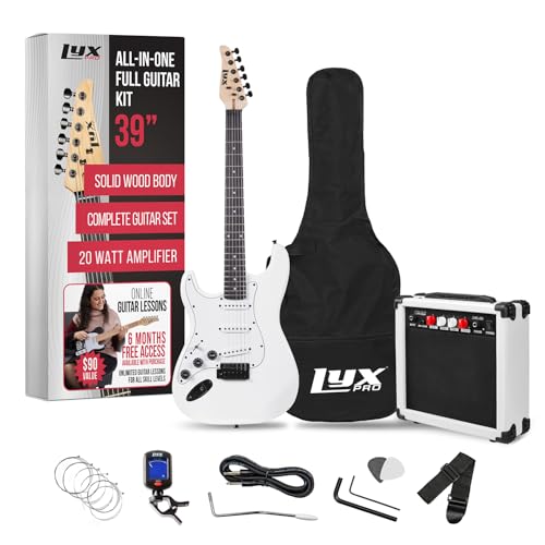 LyxPro Electric Guitar 39" inch Complete Beginner Starter kit Full Size with 20w Amp, Package Includes All Accessories, Digital Tuner, Strings, Picks