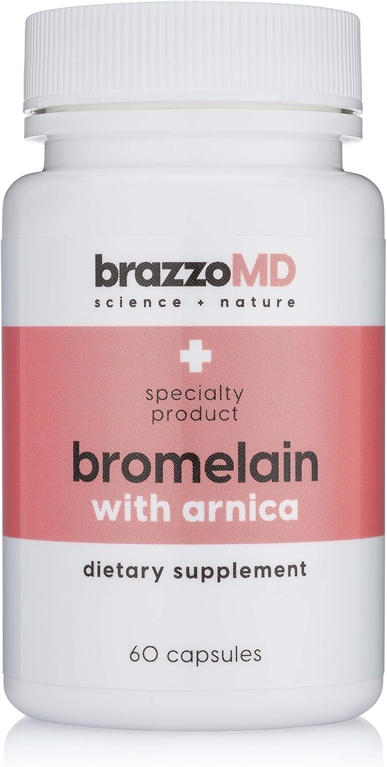 brazzoMD Bromelain with Arnica Tablets, 60 tablets, Plastic Surgeon developed to assist in natural healing Pack of 2