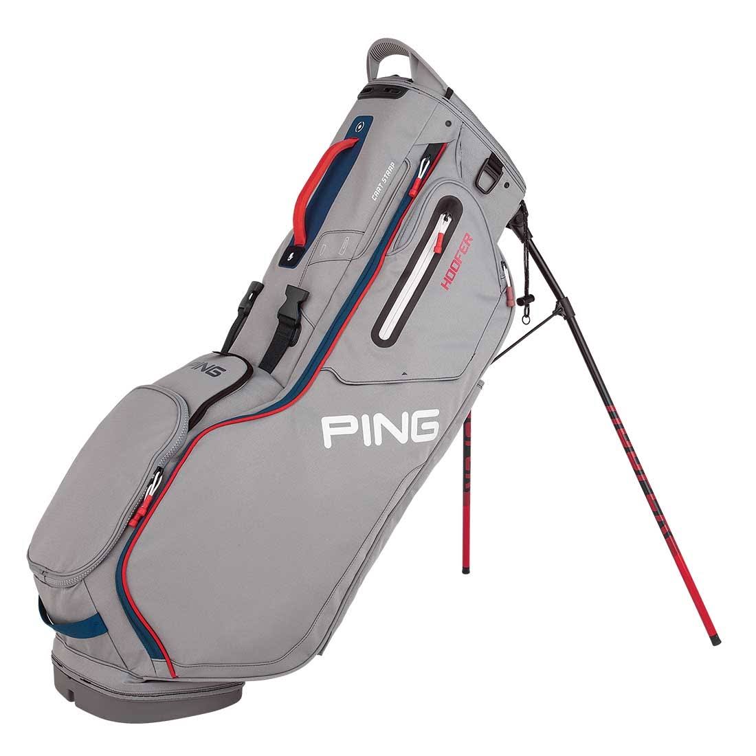 Ping Hoofer Stand Bag (Silver/Scarlet/Navy, 5-Way Top, 2020) Golf New