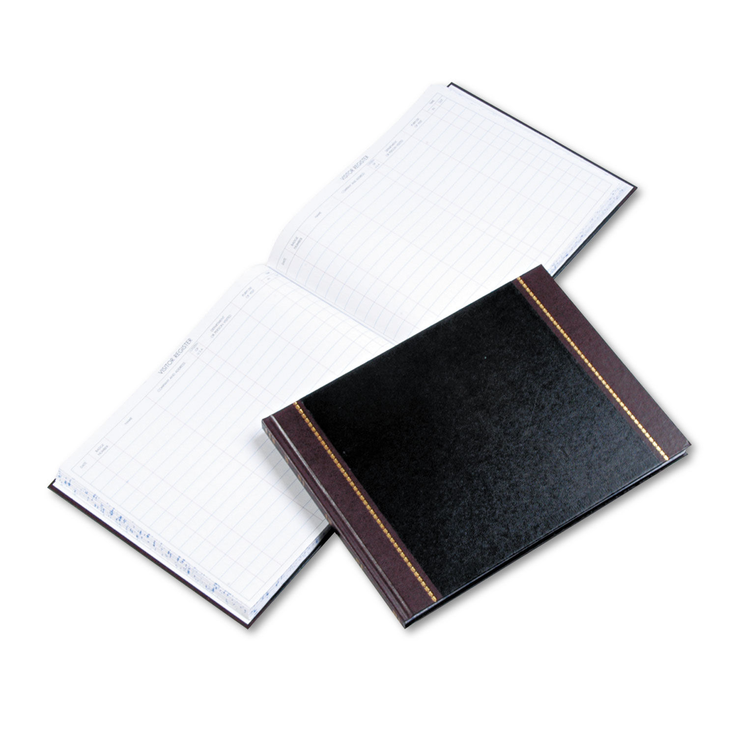 Wilson Jones Detailed Visitor Register Book 8 Column Format, Black Cover, 12.25 x 9.5 Sheets, 208 Sheets/Book