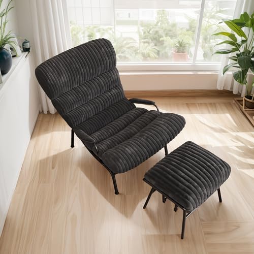 ovios Rocking Chair with Ottoman, Glider Chair with Foot Rest, Plush Corduroy Recliner with Arms, Comfy Lounge Chair for Living Room Bedroom Home