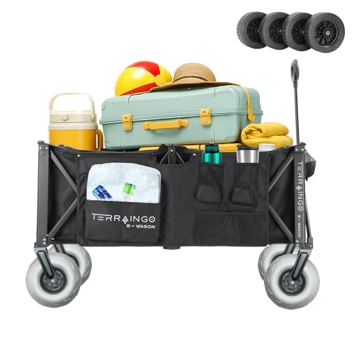 TerrainGO Beach Wagon Wheels for Sand | Quick-Change Interchangeable | Air-Filled Beach Cart Tires (for Extra Large Wagon Only. Will Not Work W/Large