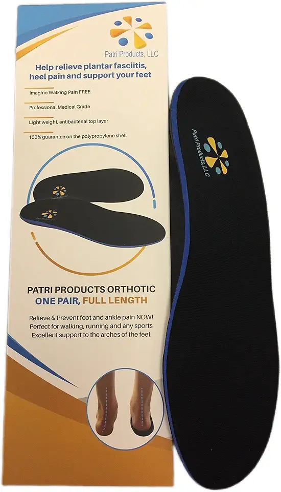 Patri Products Full Length Orthotic Inserts, Arch Supports (1 Pair)- for Men & Women, Provide Great Cushion for Plantar Fasciitis, Heel Spurs