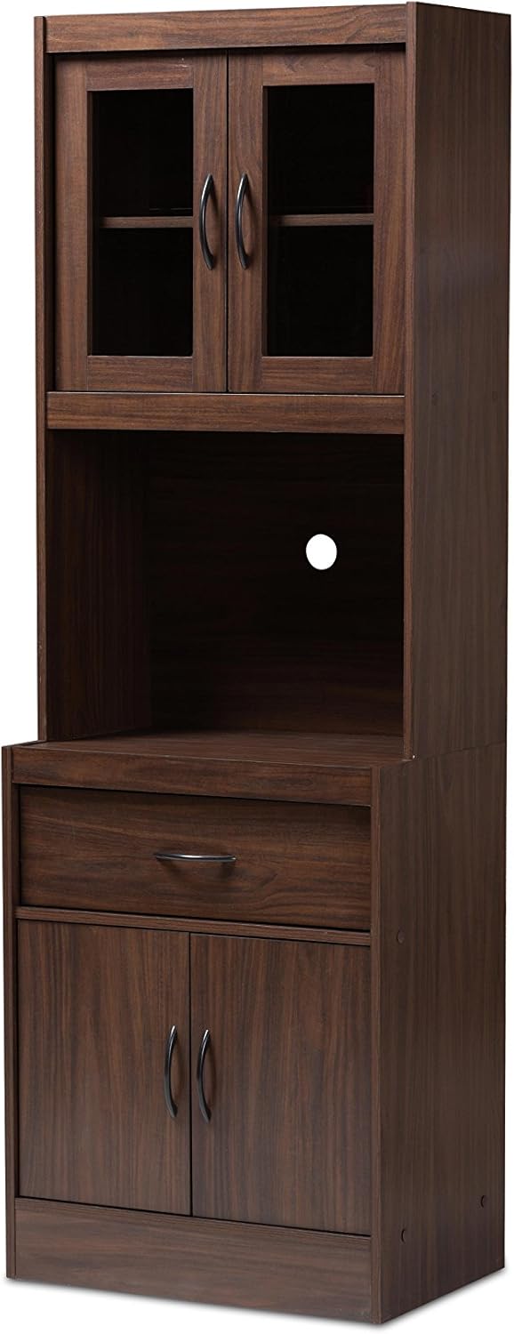 Baxton Studio Kitchen Cabinet, Walnut Brown