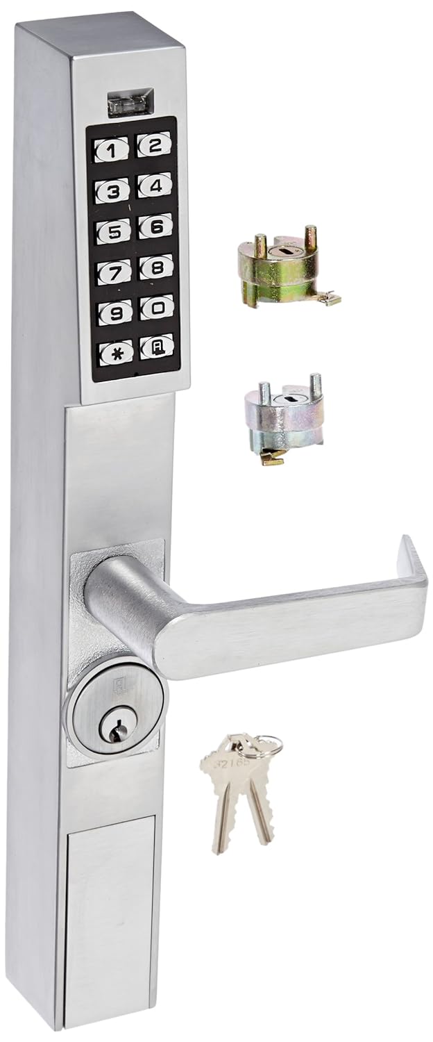 Alarm Lock-DL120026D1 Trilogy T2 100-User Narrow Stile Electronic Digital Keypad Outside Trim, Satin Chrome Finish