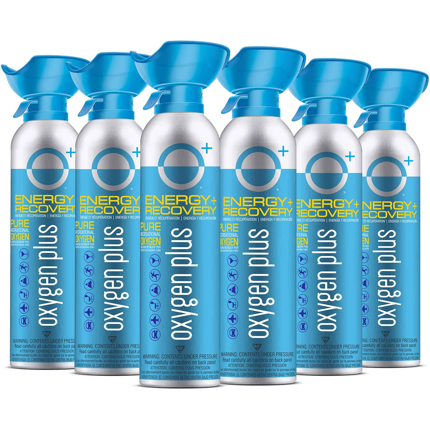 O+ Biggi - 6-Pack - Oxygen Plus - Made in The USA - 11 Litre Canisters - Portable Oxygen Can to Boost Oxygen Levels for Energy u