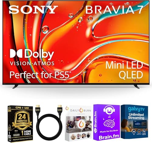 Sony 65-Inch BRAVIA 7 4K HDR Mini LED QLED Smart Google TV with Dolby Vision, PS5 Exclusive Features, HDMI 2.1