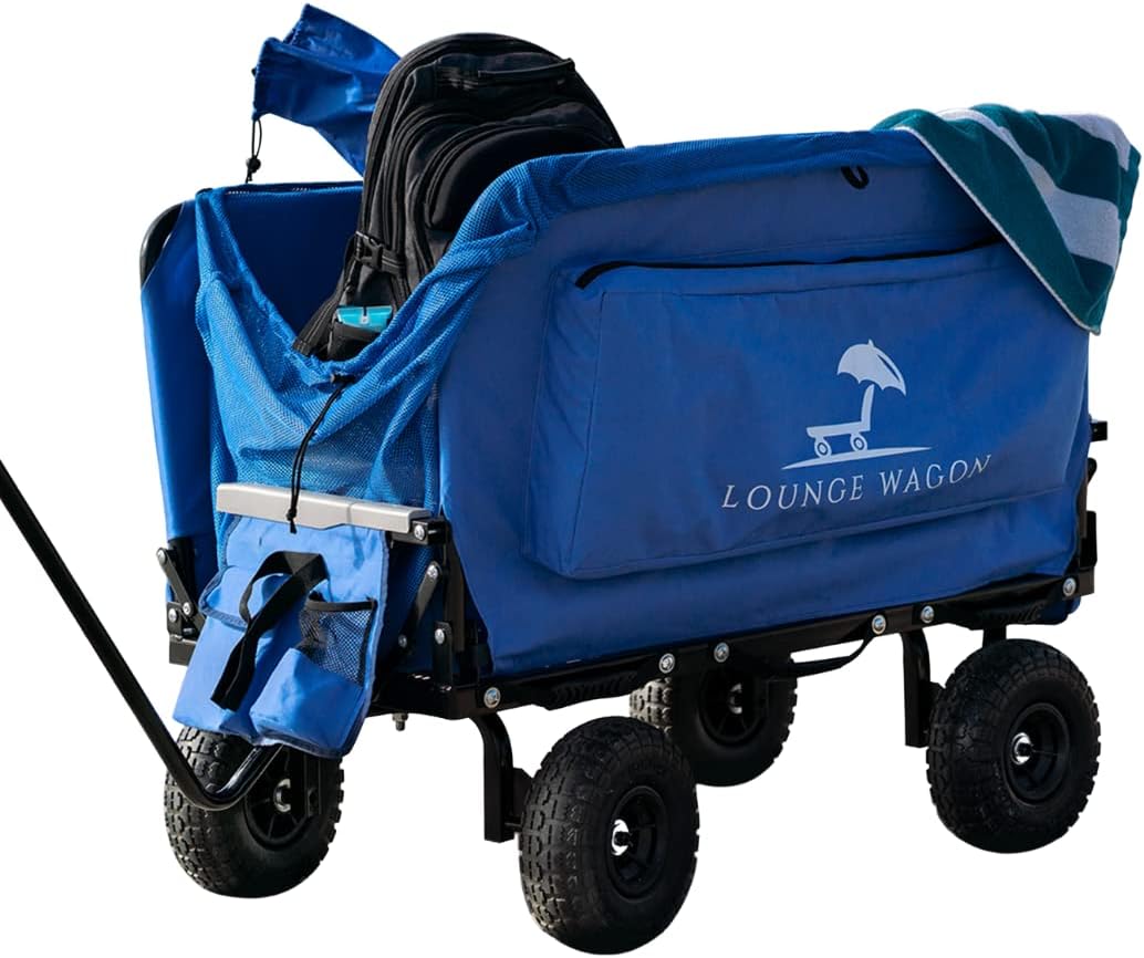 The Lounge Wagon – The Only Wagon That Converts into a 2-Person Chair - 3-in1 carts with Wheels, Chair & Umbrella