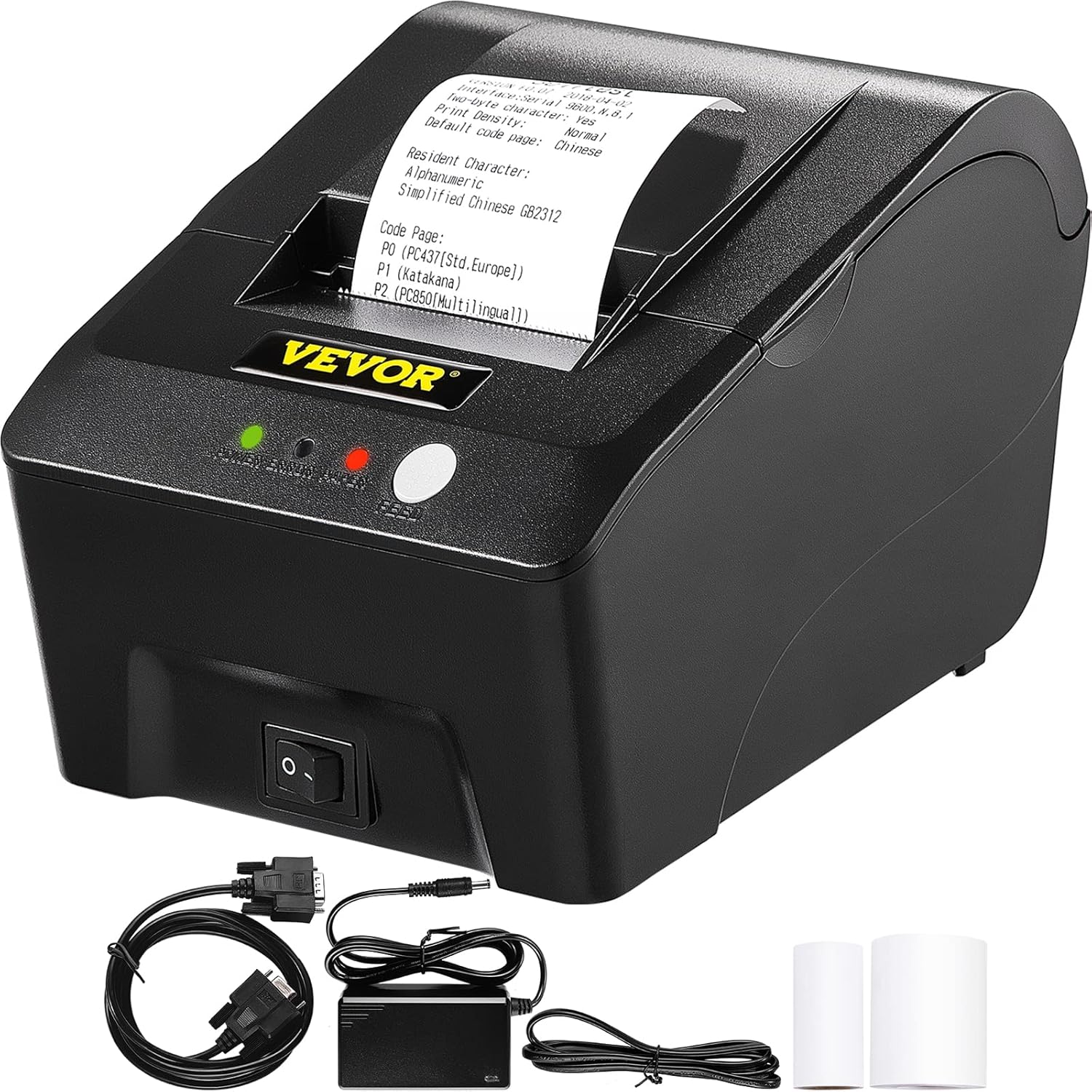 VEVOR Printer Receipt, 58mm Thermal Printer, USB Port Printer, ESC/POS Command Thermal Receipt Printer, Portable for Bank, Supermarket, Office