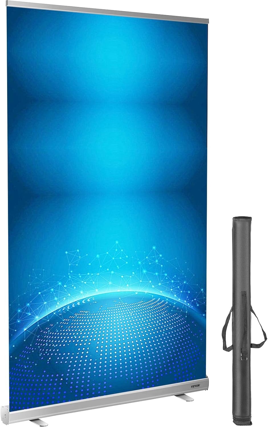 VEVOR Floor Standing Sneeze Guard, 48x80 Roll Up Banner Stand, Portable Pull-Out Standing Divider, Stand Roll Up Banner for Cafe, Office, Cashier