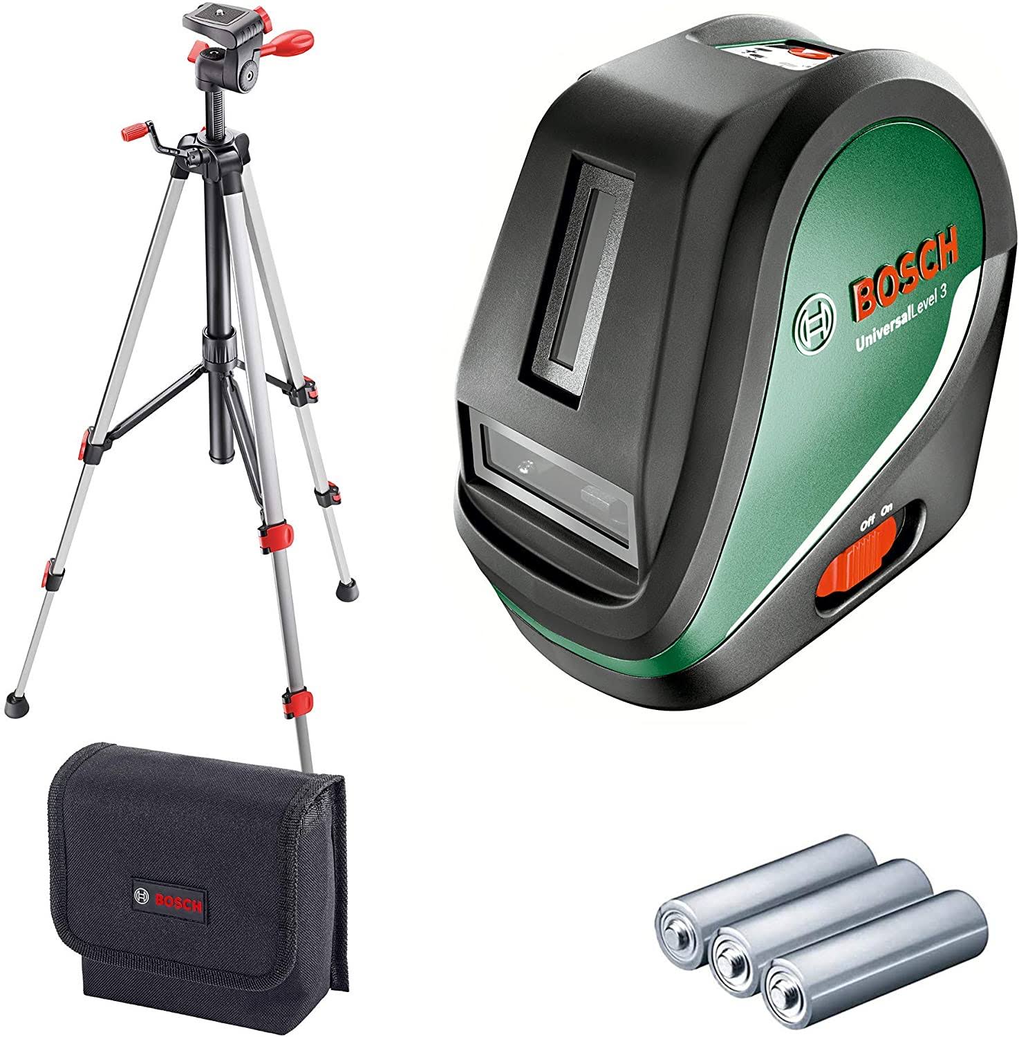 Bosch 0603663901 Cross Line Laser UniversalLevel 3 with Tripod, Green, 1