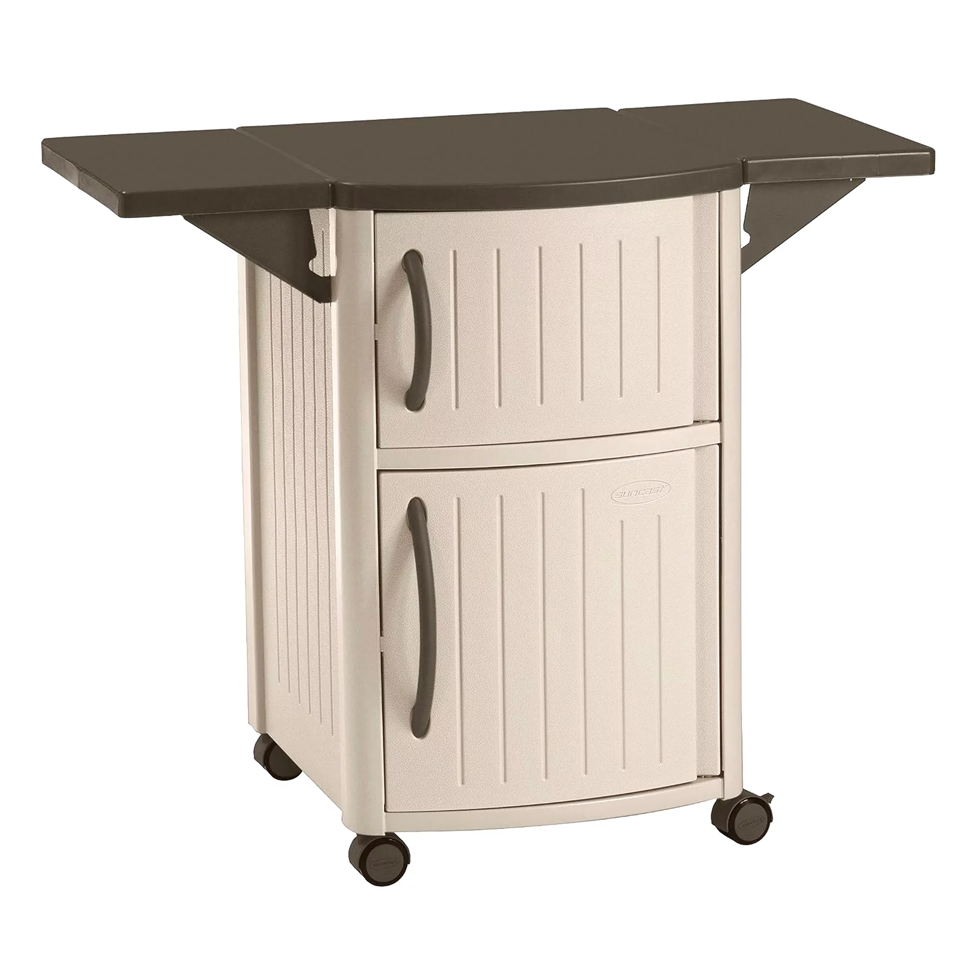 Suncast DCP2000 Portable Outdoor Prep Serving Grill Station Table and Cabinet