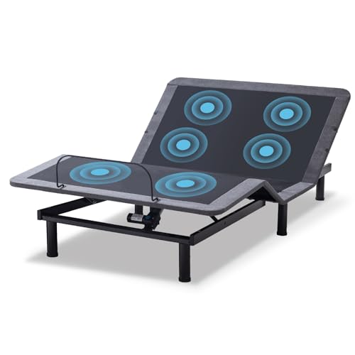 MUUEGM Adjustable Bed Base Queen,Motorized Head and Foot Incline,Upholstered Bed Frame,Wireless Remote Control,Anti-Snore,USB Ports,Memory Pre-Sets