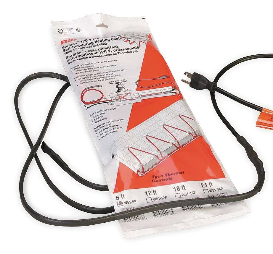 Raychem 6 ft. Self Regulating HEATING Cable, 120V, W51-6P