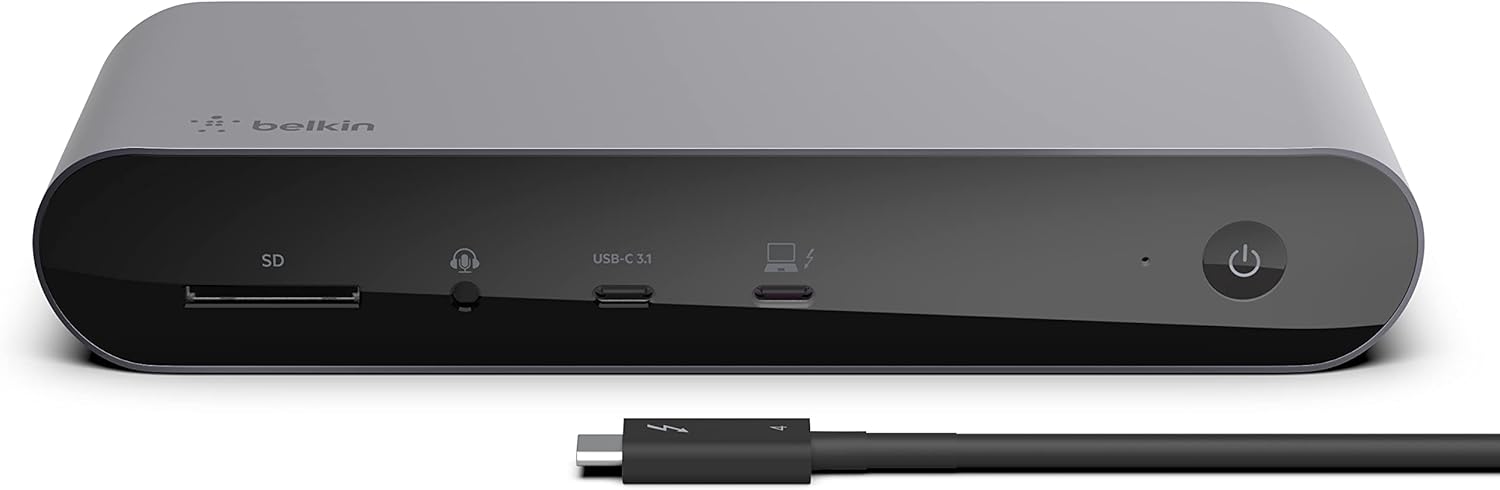 Belkin Thunderbolt 4 Dock Pro, Single 8K @ 60hz, Dual 4K Display Compatible, 2 x Thunderbolt 4 Port, 2 x HDMI Port, 90W Power Delivery PD