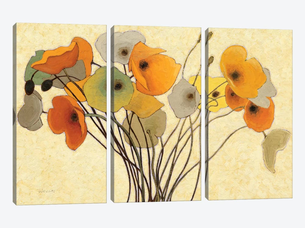 Shirley Novak Canvas Art Prints - Pumpkin Poppies I ( Floral u0026 Botanical u003E Flowers u003E Poppies art)